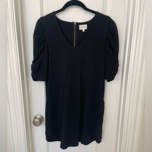 Anthropologie Deletta Puff-Sleeve Black Tunic Dress | Size Large